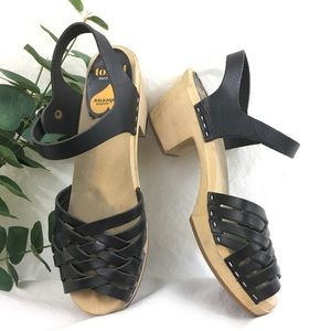 Swedish Hasbeens high heel woven sandal Size 40